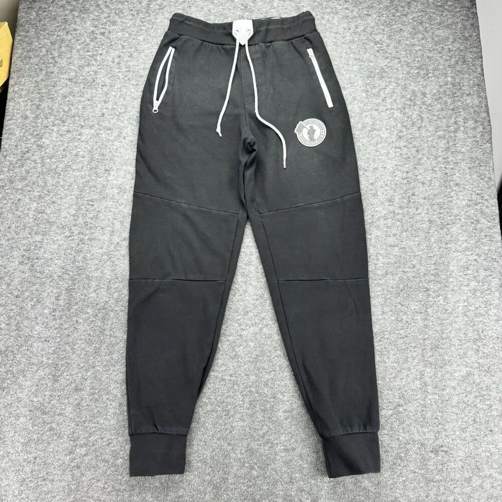 Baseballism Men’s Small Black Jogger Sweatpants Zip Pockets Athletic Lounge
